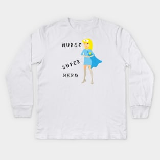 Nurse super hero - cartoon Kids Long Sleeve T-Shirt